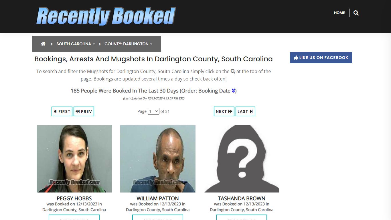Bookings, Arrests and Mugshots in Darlington County, South Carolina